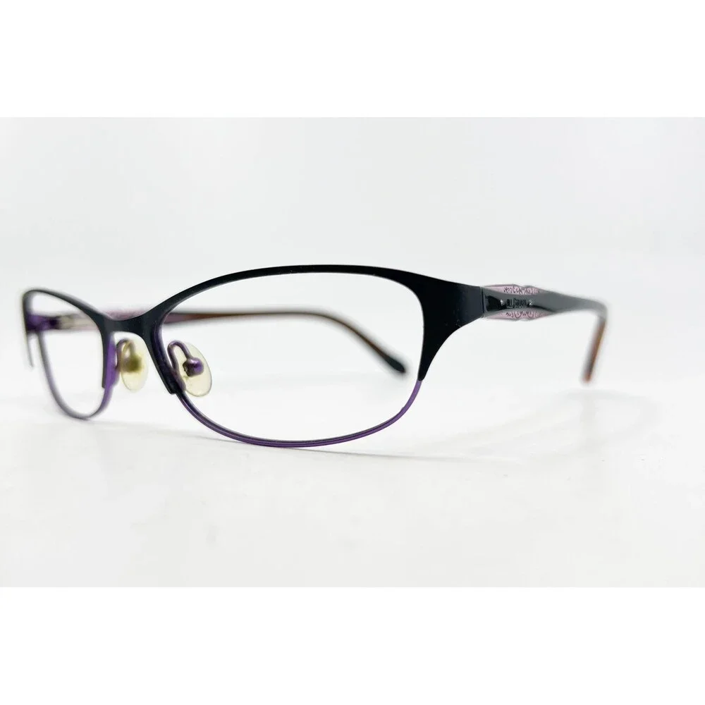 JILL STUART Eyeglasses Womens Black Purple Filigree Eyewear 54-17-140
